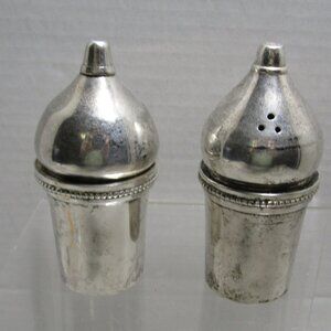 This is a set of silver plate salt and pepper shakers from an estate find.